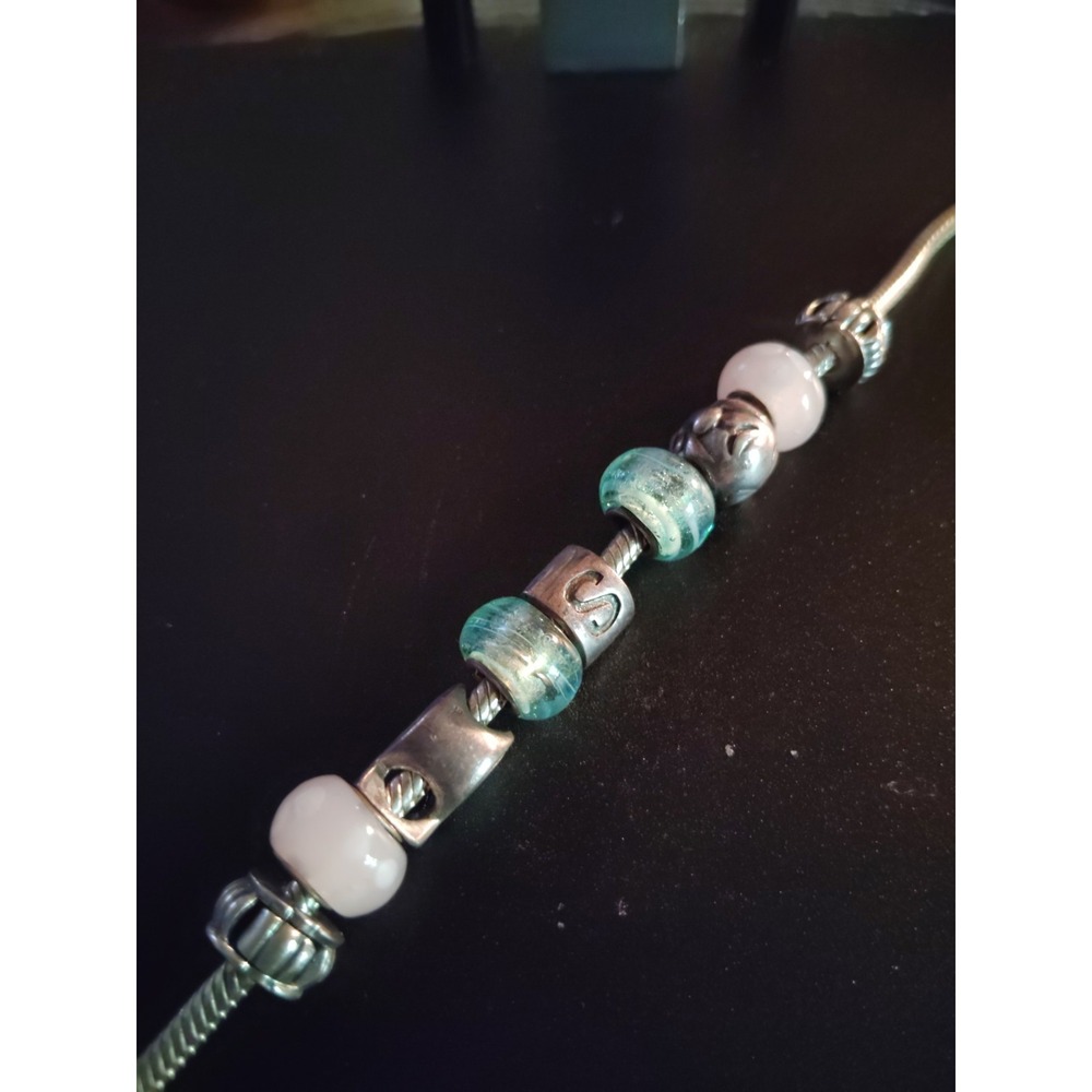 Slide Charm Bracelet, Bracelet Is Marked, 9 Sliding Charms